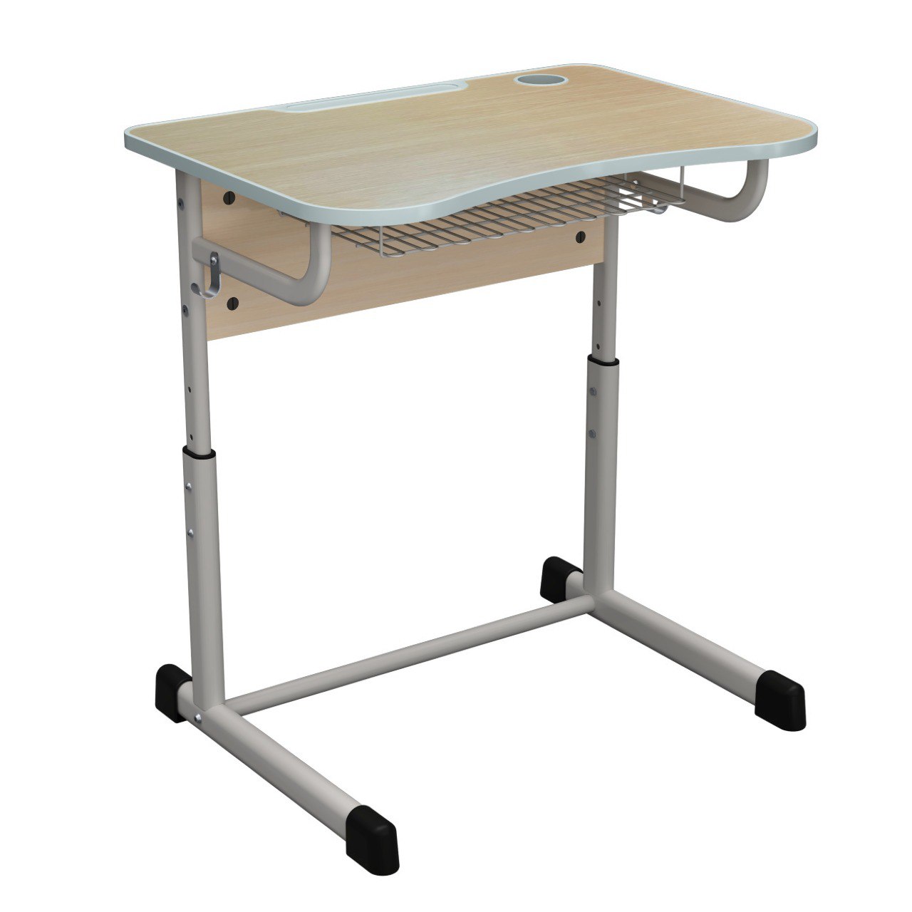 Стіл 1-місний з полицею-сіткою та отвором із полеуретановою крайкою, №4-7, 700х500х640-820мм., АНШАР ГРУП (67723)